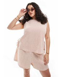 ASOS - Curve - top habillé d'ensemble texturé à rayures avec liens sur les côtés - Lyst
