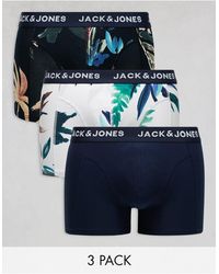Jack & Jones - Confezione da 3 boxer aderenti bianchi con stampa a fiori - Lyst
