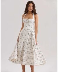 House Of Cb - Claudia Stretch Cotton Halter Neck Midi Dress - Lyst