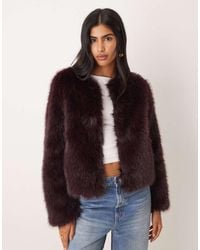 Threadbare - Faux Fur Collarless Jacket - Lyst