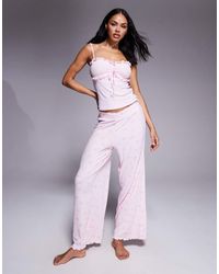 Boux Avenue - Ribbed Frill Cami And Floral Bow Pants Set - Lyst