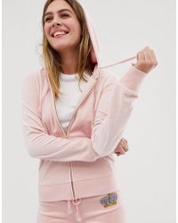 lipsy velour hoodie with diamante crown back