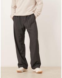 ASOS - Pantalon large habillé à rayures fines avec pinces et taille élastique - anthracite - Lyst