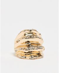 ASOS - Textured Chunky Ring With Crystal Details - Lyst