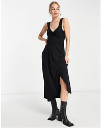 & Other Stories - Jersey Knit Tie Front Wrap Midi Dress In - Lyst