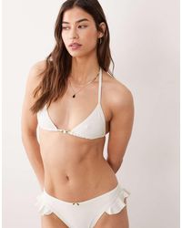 Miss Selfridge - Triangle Bikini Top With Rose - Lyst