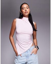 ASOS - Grown On High Neck Gathered Asymmetrical Hem Top - Lyst