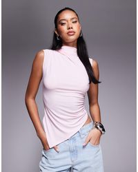 ASOS - Grown On High Neck Gathered Asymmetrical Hem Top - Lyst