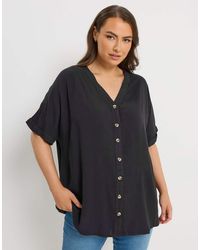 Yours Clothing - Chambray Button Through Blouse - Lyst