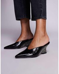 ASOS - Spark Mid Wedge Mules With Rhinestone Heels - Lyst