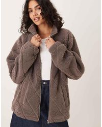 ASOS - Quilted Borg Full Zip Through Fleece - Lyst
