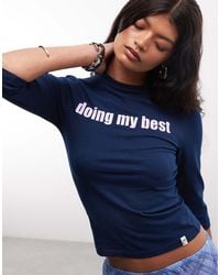 Collusion - Doing My Best Slogan 3/4 Sleeve Fitted Top - Lyst