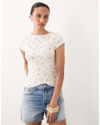 New Look - Ditsy Lettuce Edge Babylock Tee - Lyst