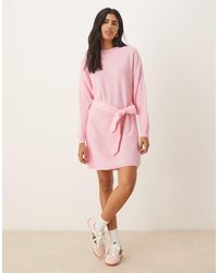 Glamorous - Belted Mini Jumper Dress - Lyst