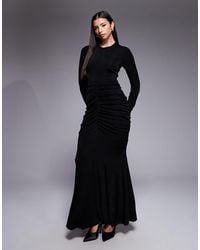 DASKA - High Neck Ruched Body Maxi Dress - Lyst