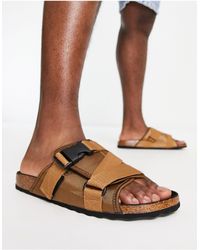 Sandali color cuoio con fascette da Uomo di New Look in Neutro Uomo Scarpe da Sandali ciabatte e infradito da Ciabatte di pelle 