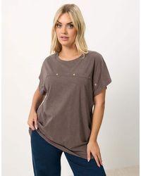 Yours Clothing - Stud Grown On Sleeve T-Shirt - Lyst