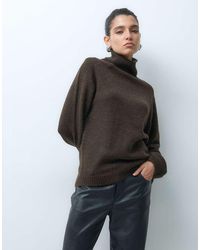 Gina Tricot - Funnel Neck Knitted Wool Alpaca Mix Jumper - Lyst