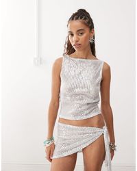 Collusion - Cowl Back Sequin Festival Vest - Lyst