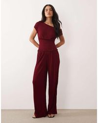 ASOS - Mix & Match Crinkle Shirred Wide Leg Trouser - Lyst