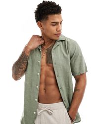 Only & Sons - Chemise en lin mélangé avec col à revers - sauge - Lyst