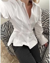 NA-KD - Wide Sleeve Peplum Cotton Shirt - Lyst
