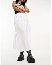 Reclaimed (vintage) - Elasticated Maxi Skirt With Tie Detail - Lyst