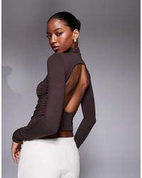 Oh Polly - Auri Modal Ruched Backless Top - Lyst