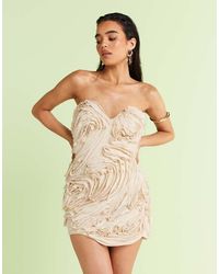 ASOS - Textured Raw Edge Bandeau Mini Dress - Lyst