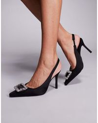 Public Desire - Flint Satin Brooch Slingback High Heels - Lyst