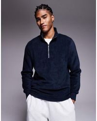 ASOS - Quarter Zip Fleece Sweatshirt With Funnel Neck - Lyst