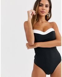 Figleaves Costume da bagno coppe grandi contenitivo monocromatico con ferretto - Nero