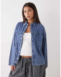 Noisy May - Oversized Denim Shirt - Lyst