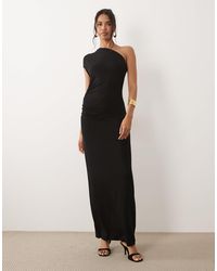 asos design tulle one shoulder maxi dress ASOS DESIGN one shoulder tulle maxi dress in black