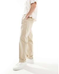 ASOS - Chinos De Vestir De Corte Tapered Extragrande De Algodón Premium De -Beis Neutro - Lyst