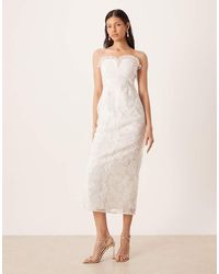 Pretty Lavish - Bridal Floral Tulle Beaded Sleeveless Sweetheart Frill Neck Midaxi Dress - Lyst