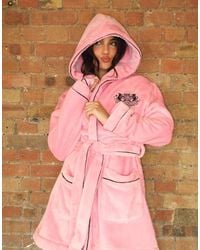 Juicy Couture - Lottie Plush Belted Dressing Gown With Contrast Piping Detail - Lyst