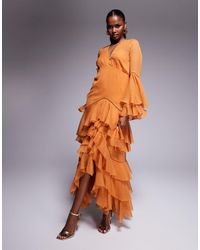 ASOS - – gestuftes maxikleid - Lyst
