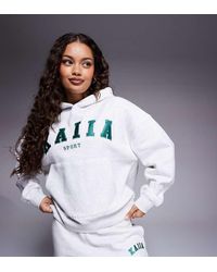 Kaiia - Sudadera Gris Jaspeado Con Capucha Y Logo Bordado De Sport Petite (Parte De Un Conjunto) - Lyst