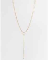 ASOS - Delicate Lariat Necklace With Station Faux-pearl Detail - Lyst