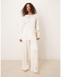 ASOS - Crinkle Satin Wide Leg Trousers Co-ord - Lyst