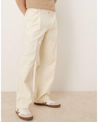ASOS - Smart Wide Leg Cotton Chino Trousers With Front Pleat - Lyst