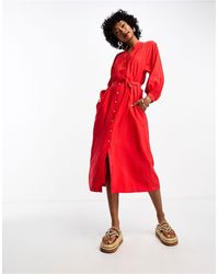 Whistles - Lizzie Button Front Midi Dress With Tie Up Waist - Lyst