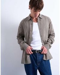 TOPMAN - Regular Fit Textured Gingham Check Shirt - Lyst