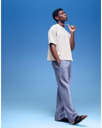 Abercrombie & Fitch - Pantalones Azules A Rayas Sin Cierres Ligeros De - Lyst