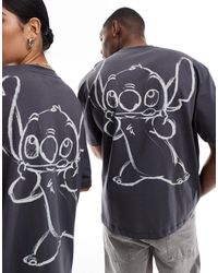 ASOS - Disney - t-shirt unisexe oversize avec imprimés stitch esquissés - anthracite - Lyst