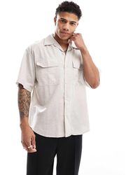 Jack & Jones - Oversized Overhemd Van Linnenmix Met Utility-Zakken - Lyst