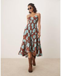 Free People - Adriel Floral Print Knee Length Cami Dress - Lyst