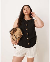 ASOS - Asos Design Curve Linen Look Button Front Waistcoat - Lyst