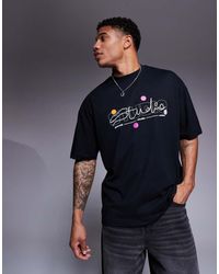 ASOS - T-Shirt Oversize Nera Con Stampa Di Scritta - Lyst